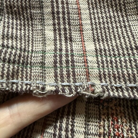 Two Ten Ten Five BIYA Johnny Was Plaid Embroidered Pants Sz 4 Low Rise Brown - Picture 11 of 11